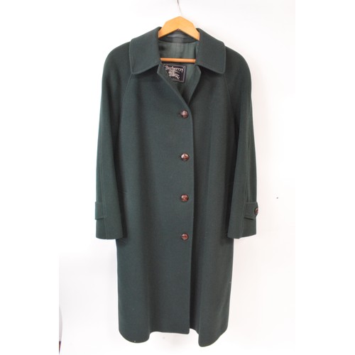 136 - Burberry long Coat, Wool and Cashmere, dark green in colour.  Size length 39