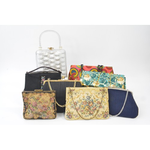 138 - Vintage and retro handbags some with Lucite handles plus  gloves. To include rare vintage Prada pink... 