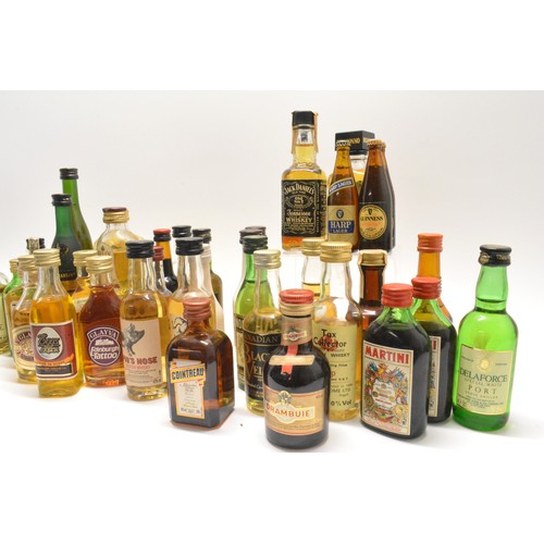 215 - One box x 40 assorted miniatures consisting of whiskies, cognacs, rums, liqueurs, ports etc