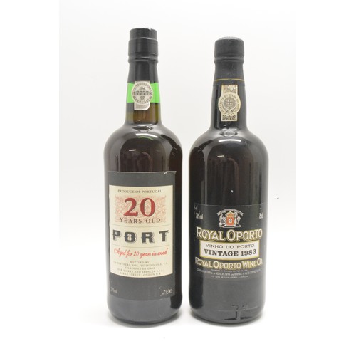 222 - One bottle Royal Oporto Vintage Port, 1983 and one bottle 20 years old Tawny Port ,St.Michael