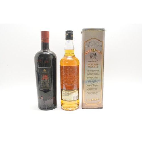 225 - One tin boxed Glen Rogers Pure Malt 8 years old, 70cl,40% and one litre bottle J&B JET, a blend of t... 