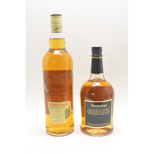 226 - Two bottles of whisky -  Burberry's 12 year blended whisky, 70cl,40% and a litre bottle The Famous G... 