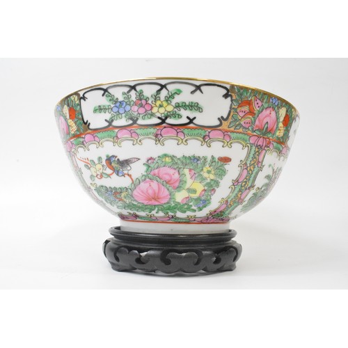 245 - Japanese ginger jar, together with Canton oriental bowl depicting butterflies, flowers and birds and... 