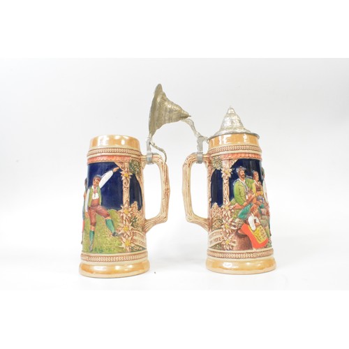 268 - Gertz German Steins, with beer fest scenes, x2.