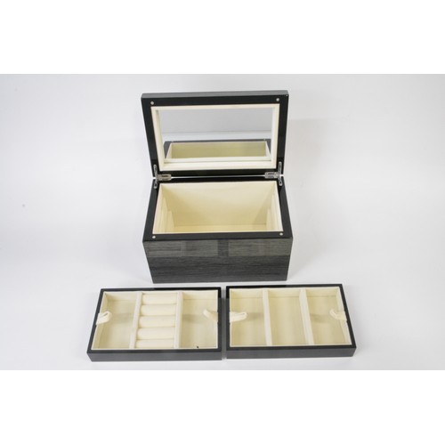 278 - High gloss jewellery box, with plush lift out compartments