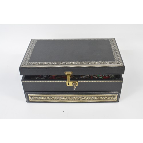 285 - Concertina jewellery box containing Mixed costume jewellery to include brooches, necklaces, earrings... 