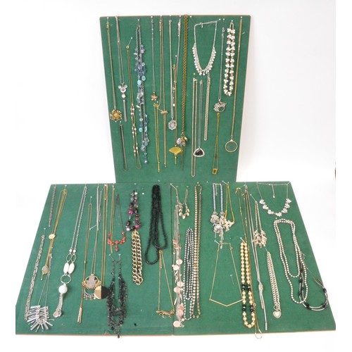 287 - Mixed costume jewellery necklaces of various designs, (x3 display boards not included)