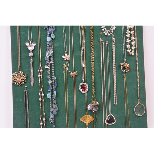 287 - Mixed costume jewellery necklaces of various designs, (x3 display boards not included)