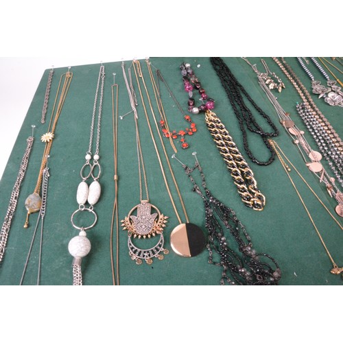 287 - Mixed costume jewellery necklaces of various designs, (x3 display boards not included)