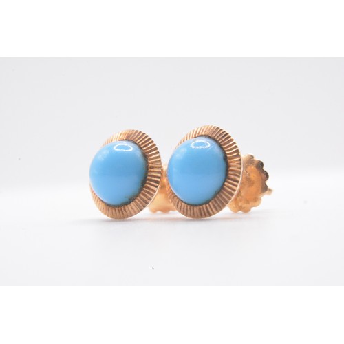 290 - Pair of turquoise screw stud earrings, no marks