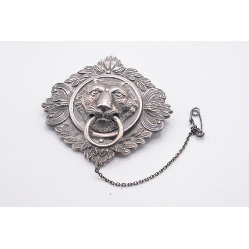 293 - Victorian silver brooch, maker mark B&P, possibly rifle officer's boss from chain.