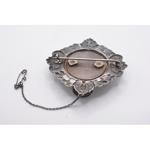 293 - Victorian silver brooch, maker mark B&P, possibly rifle officer's boss from chain.