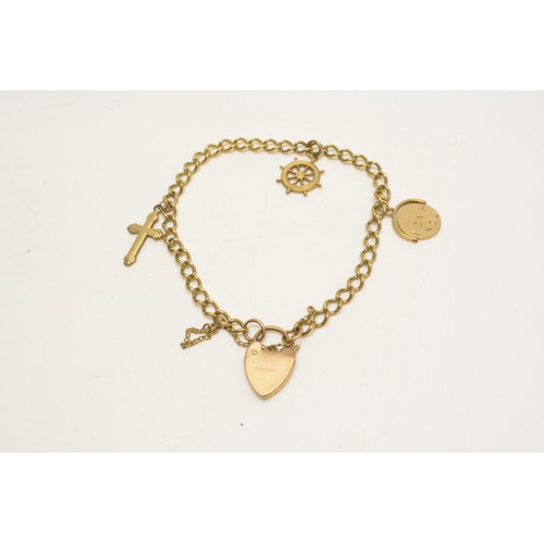 295 - 9ct gold charm bracelet, approx gross weight 11.2g together with 9ct gold dolphin pin brooch and pre... 