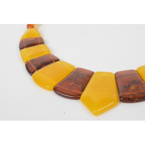 297 - Amber necklaces (possibly reconstructed) plus pair of boxed earrings, butterflies stamped 925.