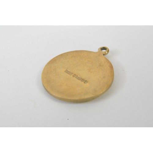 328 - Italian Mosaic pill box containing pendants/charms some of which are stamped 375 gold.