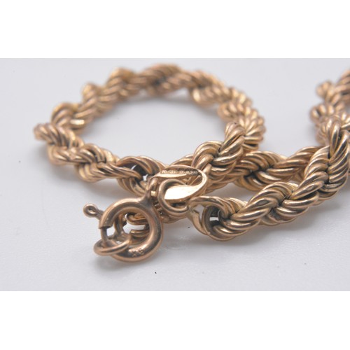 329 - 9ct yellow gold bracelets (x2), rope and link designs, stamped 375, approx gross weight 8.34g