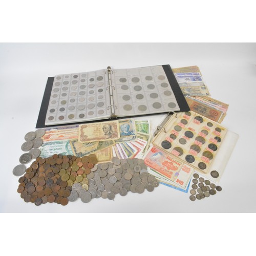 336 - x2 folders containing various antique, retro coinage some of witch are silver, together with three c... 