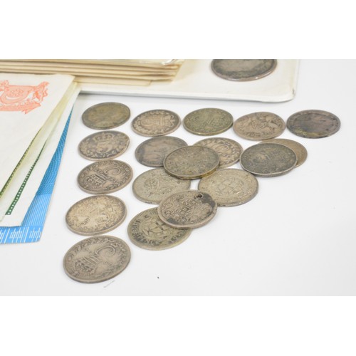 336 - x2 folders containing various antique, retro coinage some of witch are silver, together with three c... 