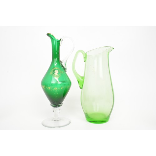 1 - Collection of various green glassware items varying in design, (x 15 items)