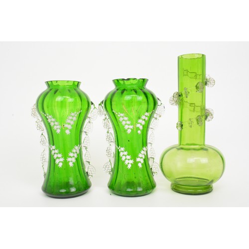 1 - Collection of various green glassware items varying in design, (x 15 items)