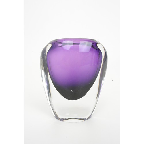 3 - Afors amethyst & clear Swedish Glass Vases in various sizes H: 23cm, 20cm and 115cm (approx) x3 item... 