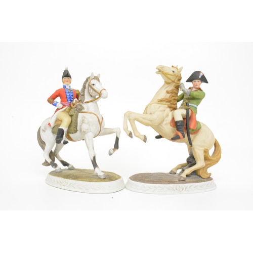 16 - Porcelain Napoleonic Soldiers x 8, including Napoleon and Wellington on horseback, max height 9