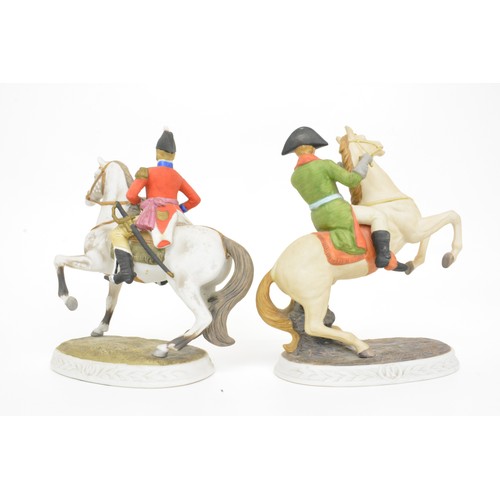 16 - Porcelain Napoleonic Soldiers x 8, including Napoleon and Wellington on horseback, max height 9