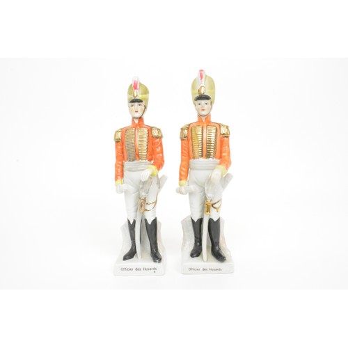 16 - Porcelain Napoleonic Soldiers x 8, including Napoleon and Wellington on horseback, max height 9