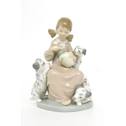 17 - Collection of Lladro (x4) and Nao figures (x2) to include girl with 3 dalmatians, painter 13.5