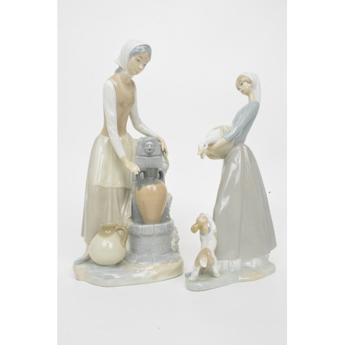 17 - Collection of Lladro (x4) and Nao figures (x2) to include girl with 3 dalmatians, painter 13.5