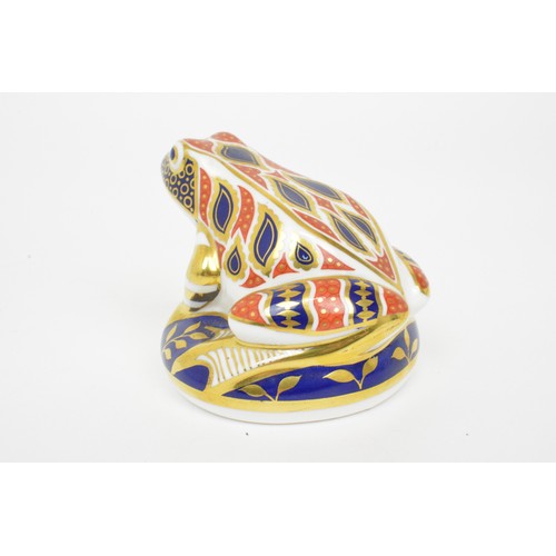 29 - Royal Crown Derby Imari Frog paperweight with gold stopper together with Spotty Clown