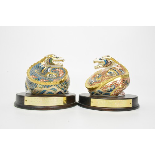 31 - A pair of Royal Crown Derby Millennium Dragon paperweights, Dragon of Good Fortune and Dragon of Hap... 