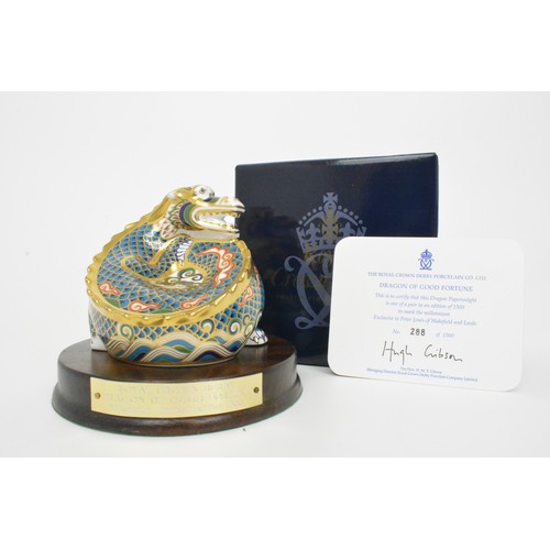 31 - A pair of Royal Crown Derby Millennium Dragon paperweights, Dragon of Good Fortune and Dragon of Hap... 