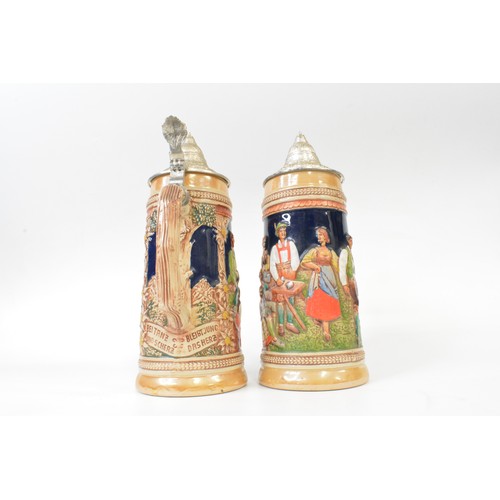 35 - Gertz German Steins, with hunting scenes, x2.