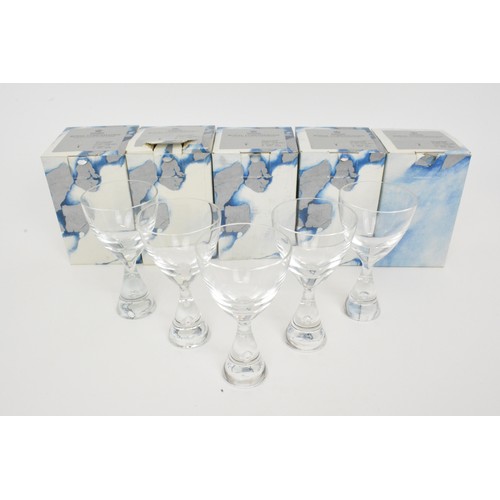 46 - Vintage mid century x5 boxed port/wine glasses Princess design by Bent Severin for Holmegaard of Den... 