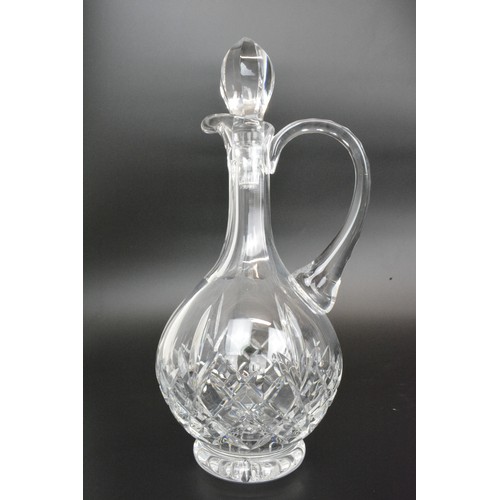 48 - Collection of crystal/glass decanters, all with stoppers and tray, also one decanter label hallmarke... 