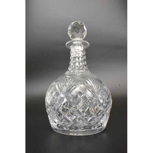 48 - Collection of crystal/glass decanters, all with stoppers and tray, also one decanter label hallmarke... 