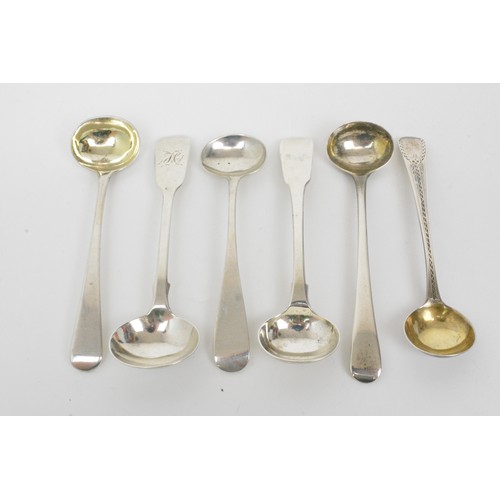 223 - Georgian silver mustard spoons x 5, plus one Victorian silver mustard spoon. gross weight 57g