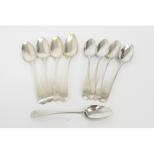 229 - Georgian teaspoons, x9, hallmarked. Approx gross weight 139g.