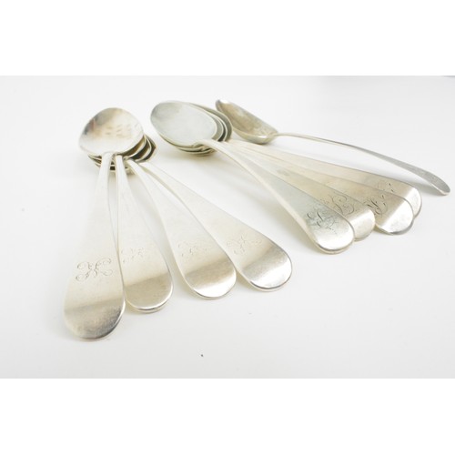 240 - Georgian silver desert spoons, mixed makers and dates, x9, approx gross weight 280g