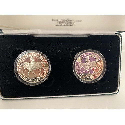 221 - Royal Mint Silver Crown Set 2002 in presentation box.  Sterling .925 silver.