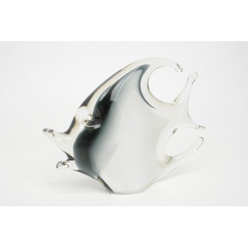 3 - Glass swans x 3, glass fish together with fish cruet set and mustard pot in ceramic, a/f