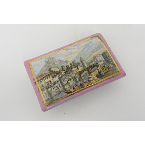 23 - A Seashore Study (393) with base, with Tyrolese Village Scene (no.87) lid only, Prattware. AF