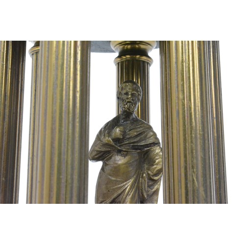 28 - Bronzed and slate Grecian model, height 34 cms