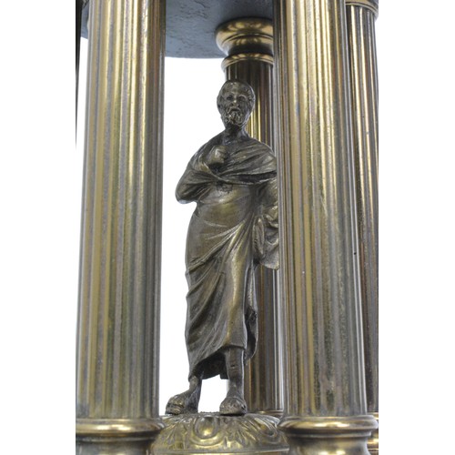 28 - Bronzed and slate Grecian model, height 34 cms