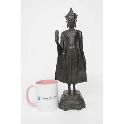 29 - Standing bronze Thai Buddha with modern head approx. H38cm