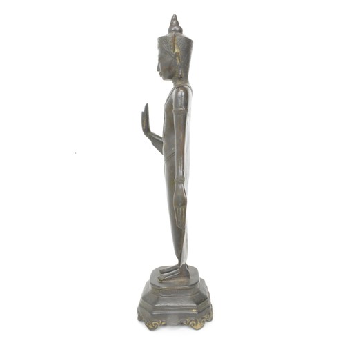 29 - Standing bronze Thai Buddha with modern head approx. H38cm