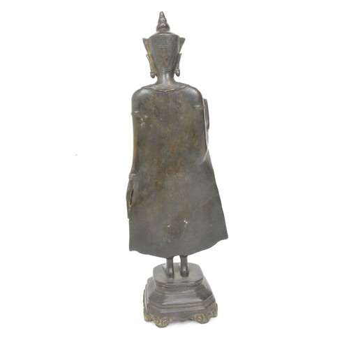 29 - Standing bronze Thai Buddha with modern head approx. H38cm