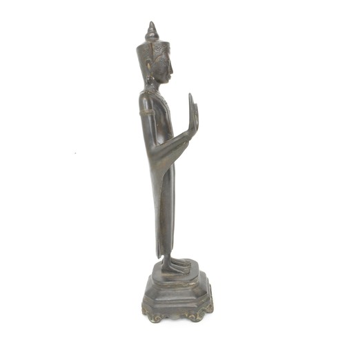 29 - Standing bronze Thai Buddha with modern head approx. H38cm