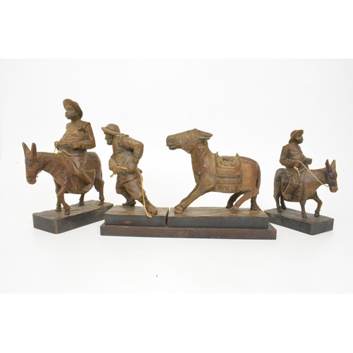 34 - Ouro Artesania set of hand carved wooden figures depicting Sancho Panza, Miguel  Cervantes, from the... 